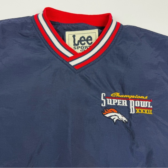 Vtg Lee Denver Broncos Super Bowl Mens Pullover Windbreaker 2XL 90s Blue/Red C4 - Picture 4 of 9